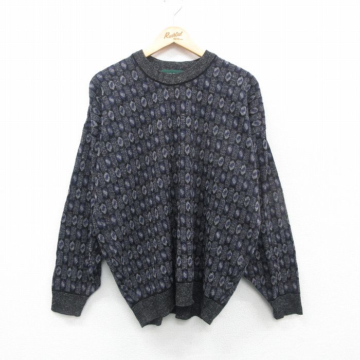 【商品番号】 swtr24110020 【商品名】 L & starf;古着 長袖 セーター メンズ ウール クルーネック 黒他 【メンズ参考サイズ】 L 【表記サイズ】 M 【実寸サイズ】 