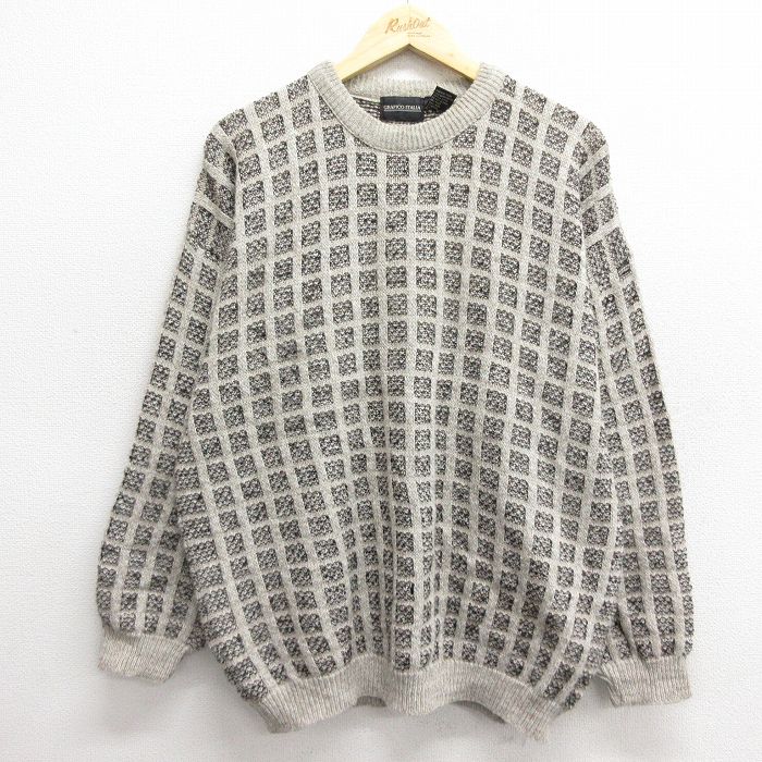 【商品番号】 swtr24111767 【商品名】 XL & starf;古着 長袖 セーター メンズ 90年代 90s クルーネック イタリア製 ベージュ他 【メンズ参考サイズ】 XL 【表