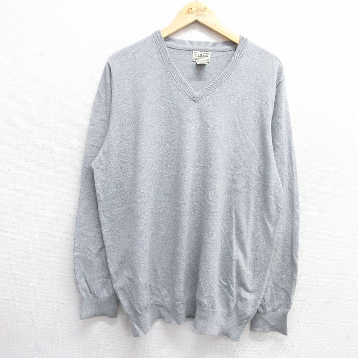 【商品番号】 swtr24120711 【商品名】 XL & starf;古着 エルエルビーン 長袖 セーター メンズ 00年代 00s 無地 Vネック グレー 【メンズ参考サイズ】 XL 【