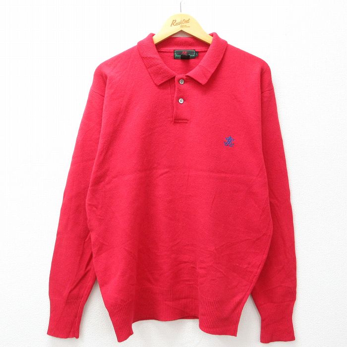 【商品番号】 swtr24120746 【商品名】 L & starf;古着 アバクロンビー 長袖 セーター メンズ 80年代 80s ワンポイントロゴ ウール 襟付き 赤 【メンズ参考サイズ