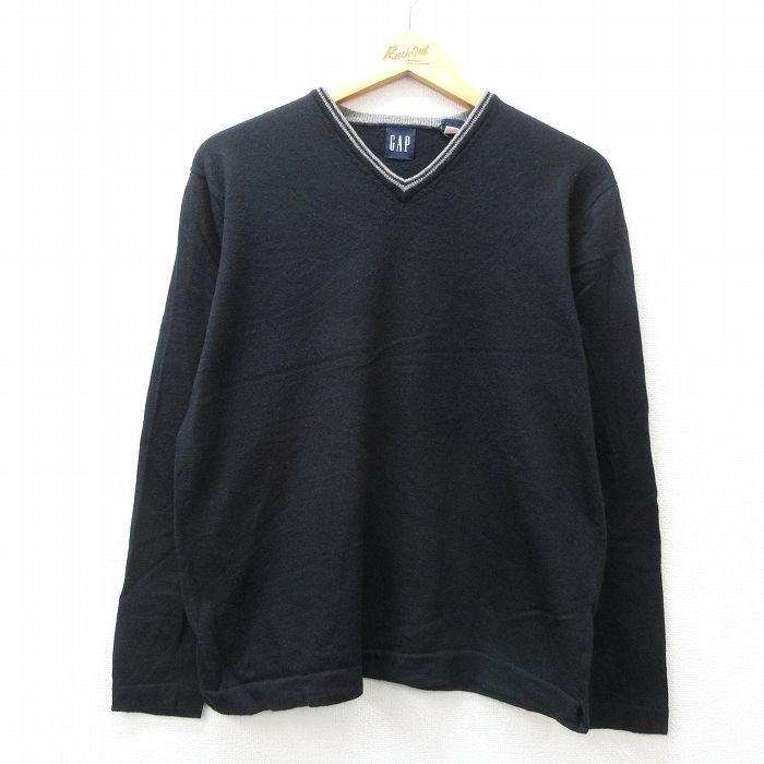 【商品番号】 swtr24121226 【商品名】 M & starf;古着 ギャップ GAP 長袖 セーター メンズ 00年代 00s メリノウール Vネック 黒 【メンズ参考サイズ】 M 