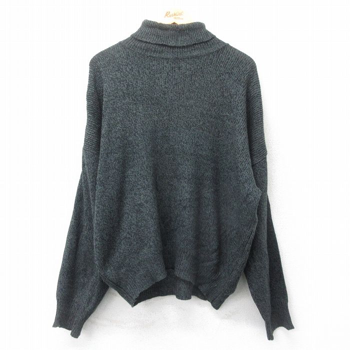 【商品番号】 swtr24121646 【商品名】 XL & starf;古着 長袖 セーター メンズ 90年代 90s 無地 大きいサイズ ウール タートルネック ハイネック USA製 黒 