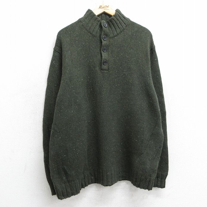 【商品番号】 swtr25010813 【商品名】 XL & starf;古着 ノーティカ 長袖 ブランド セーター メンズ ワンポイントロゴ モックネック ハイネック 濃緑 【メンズ参考サイ