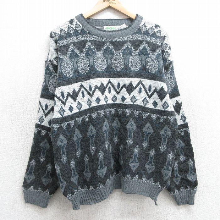 【商品番号】 swtr25010814 【商品名】 M & starf;古着 長袖 セーター メンズ 90年代 90s クルーネック グレー他 【メンズ参考サイズ】 M 【表記サイズ】 M 【