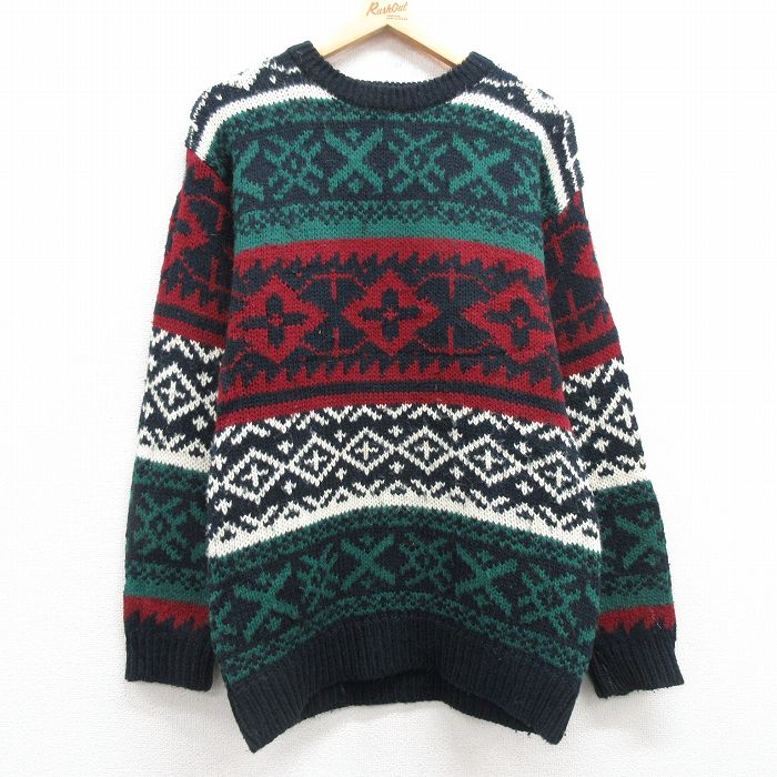 【商品番号】 swtr25011050 【商品名】 M & starf;古着 長袖 セーター メンズ クルーネック 赤他 【メンズ参考サイズ】 M 【表記サイズ】 なし 【実寸サイズ】 着丈（