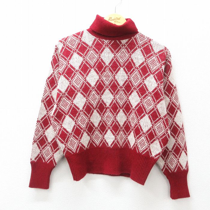 【商品番号】 swtr25011908 【商品名】 M & starf;古着 アロー 長袖 セーター メンズ 80年代 80s アクリル タートルネック ハイネック 赤他 【メンズ参考サイズ】