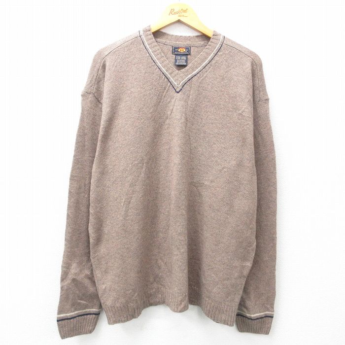 【商品番号】 swtr25012164 【商品名】 XL & starf;古着 ルート66 長袖 セーター メンズ 00年代 00s ラムウール Vネック ベージュ 霜降り 【メンズ参考サイズ