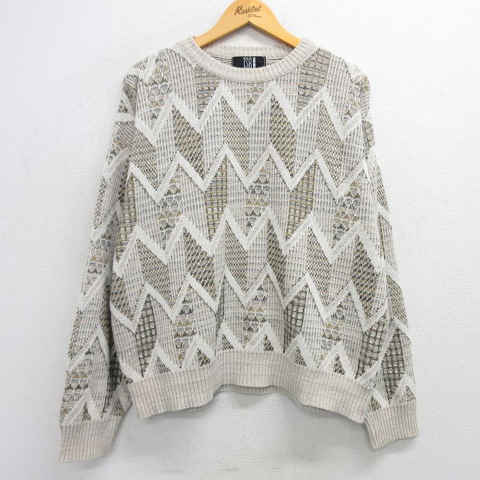 【商品番号】 swtr25020729 【商品名】 XL & starf;古着 長袖 セーター メンズ 90年代 90s クルーネック USA製 ベージュ他 【メンズ参考サイズ】 XL 【表記
