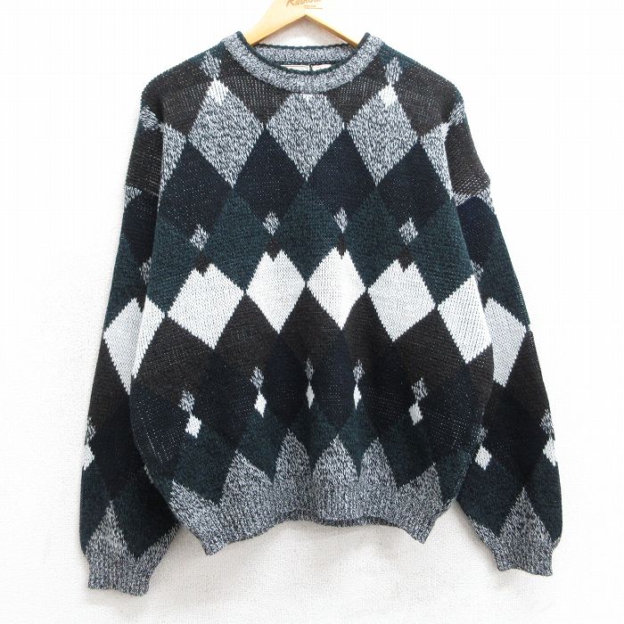 【商品番号】 swtr25022164 【商品名】 XL & starf;古着 ビューグルボーイ 長袖 セーター メンズ 90年代 90s アクリル クルーネック 黒他 【メンズ参考サイズ】 