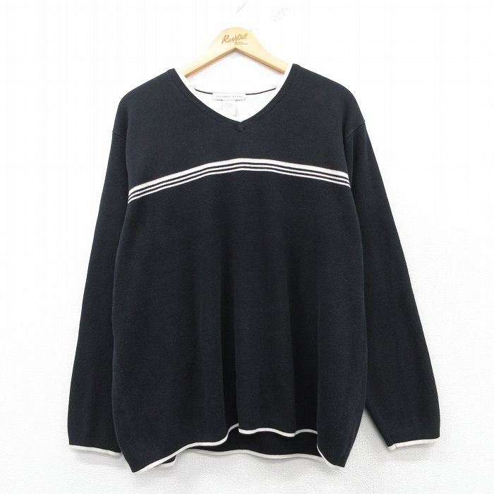 【商品番号】 swtr25022503 【商品名】 XL & starf;古着 長袖 セーター メンズ Vネック 黒他 【メンズ参考サイズ】 XL 【表記サイズ】 XL 【実寸サイズ】 着丈（