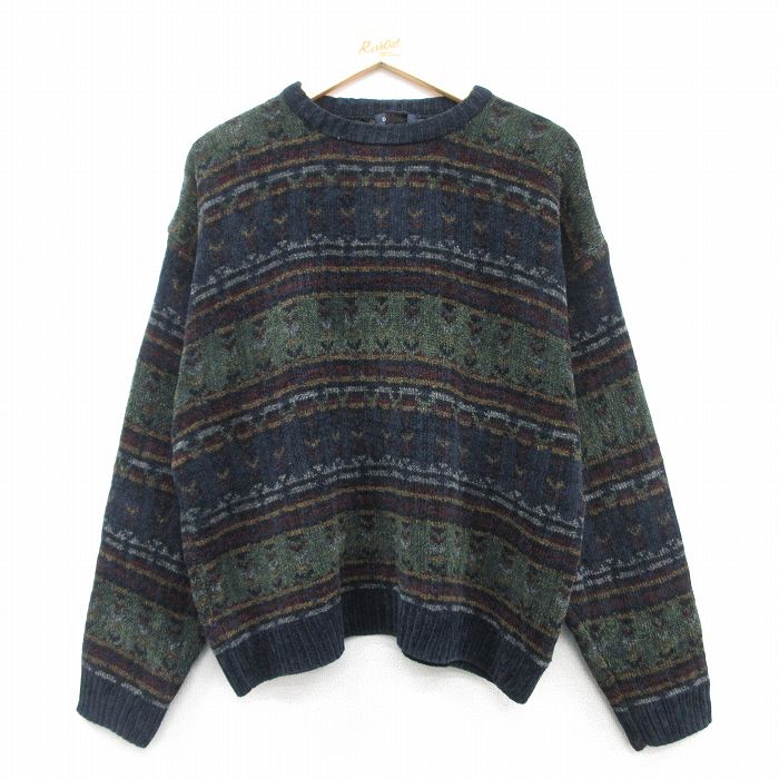 【商品番号】 swtr25022510 【商品名】 XL & starf;古着 ドッカーズ 長袖 セーター メンズ クルーネック 紺他 【メンズ参考サイズ】 XL 【表記サイズ】 L 【実寸サ