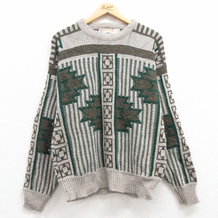 【商品番号】 swtr25022756 【商品名】 L & starf;古着 ロンドンフォグ 長袖 セーター メンズ 90年代 90s アクリル クルーネック USA製 ベージュ他【spe】 