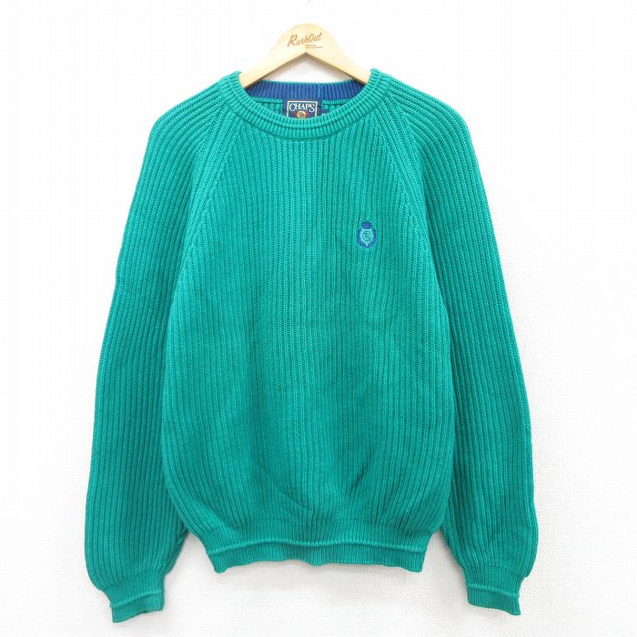 【商品番号】 swtr25030017 【商品名】 M & starf;古着 ラルフローレン チャップス 長袖 ブランド セーター メンズ 80年代 80s ワンポイントロゴ コットン クルー