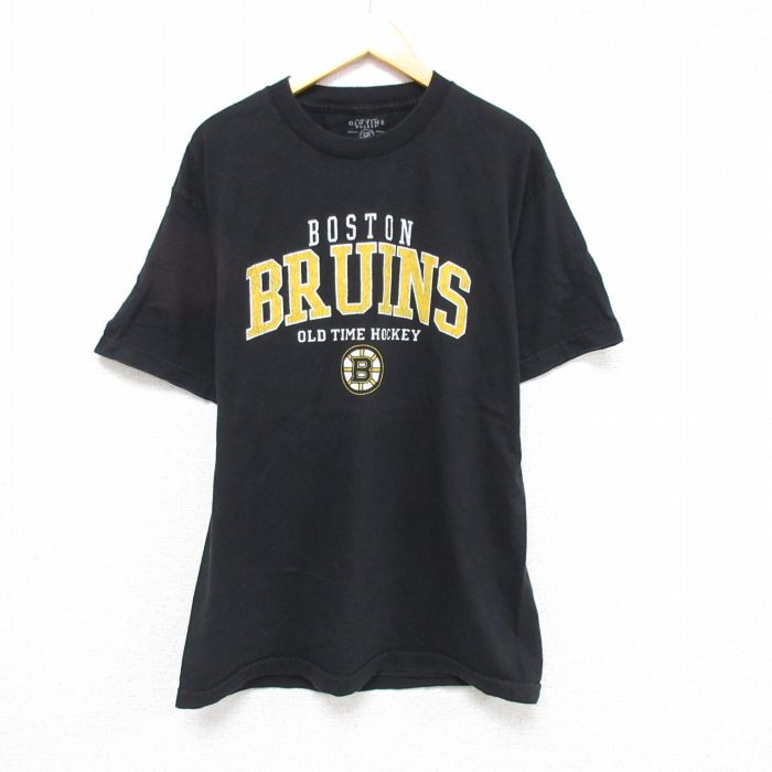 古着 半袖 Tシャツ メンズ NHL ボストンブルーインズ コットン クルーネック 黒 ブラック アイスホッケー Lサイズ 中古 中古 古着