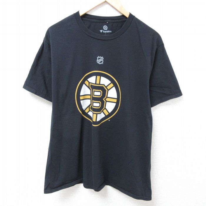 古着 半袖 Tシャツ メンズ NHL ボストンブルーインズ テイラーホール 71 コットン クルーネック 黒 ブラック アイスホッケー L 中古 古着