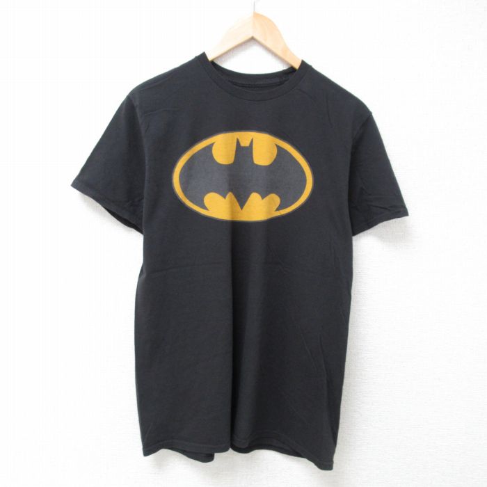古着 半袖 Tシャツ メンズ DCコミックス バットマン BATMAN リフレクター コットン クルーネック 黒 ブラック Lサイズ 中古 中古 古着