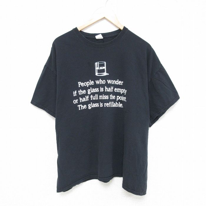 【商品番号】 ts55040709 【商品名】 XL & starf;古着 半袖 Tシャツ メンズ メッセージ 大きいサイズ コットン クルーネック 黒 【メンズ参考サイズ】 XL 【表記サイ