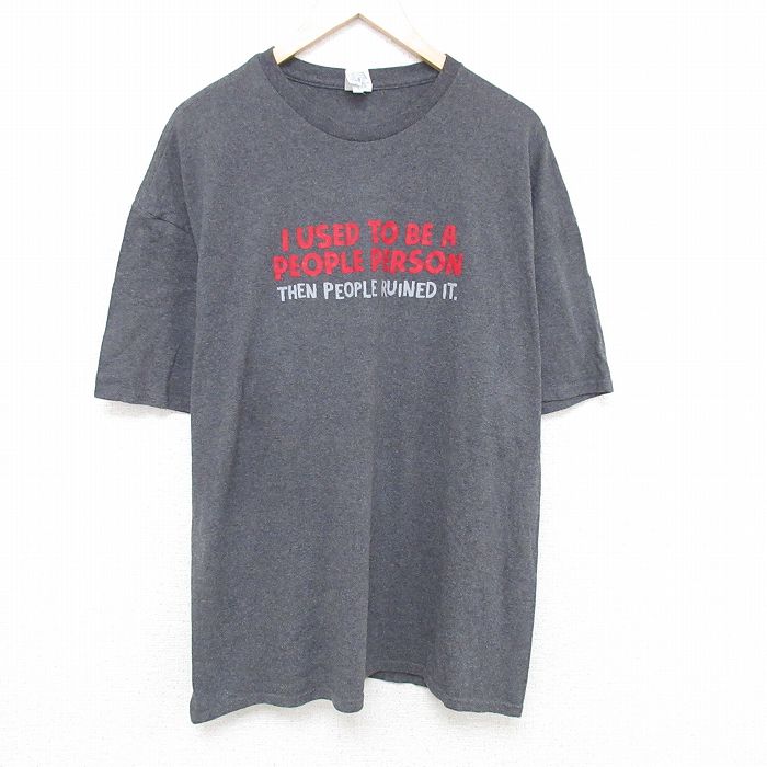 【商品番号】 ts55040867 【商品名】 XL & starf;古着 半袖 Tシャツ メンズ メッセージ 大きいサイズ クルーネック グレー 霜降り 【メンズ参考サイズ】 XL 【表記サ