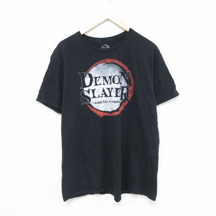 【商品番号】 ts55041065 【商品名】 XL & starf;古着 半袖 Tシャツ メンズ アニメ 鬼滅の刃 コットン クルーネック 黒 【メンズ参考サイズ】 XL 【表記サイズ】 X