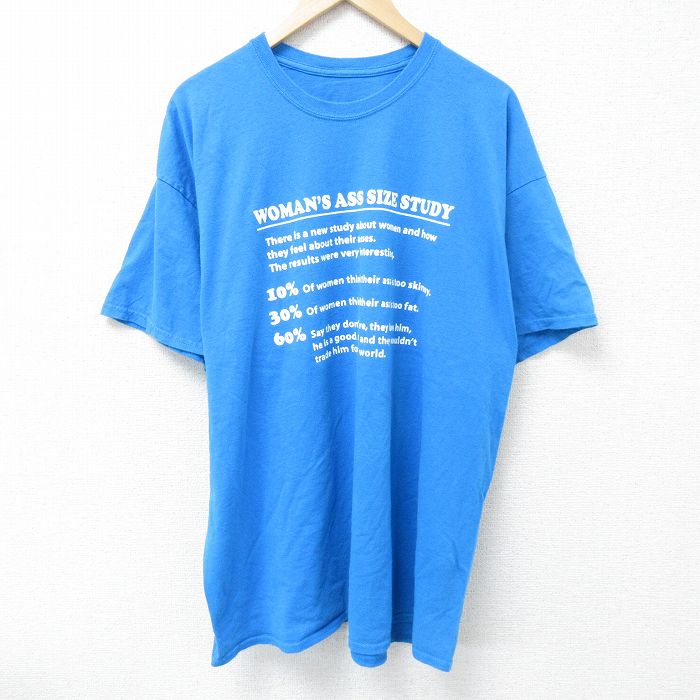 【商品番号】 ts55050102 【商品名】 XL & starf;古着 半袖 Tシャツ メンズ メッセージ 大きいサイズ クルーネック 青 【メンズ参考サイズ】 XL 【表記サイズ】 なし