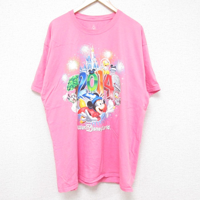 【商品番号】 ts55051059 【商品名】 XL & starf;古着 ヘインズ 半袖 Tシャツ メンズ ディズニー ミッキー 大きいサイズ コットン クルーネック ピンク 【メンズ参考サ
