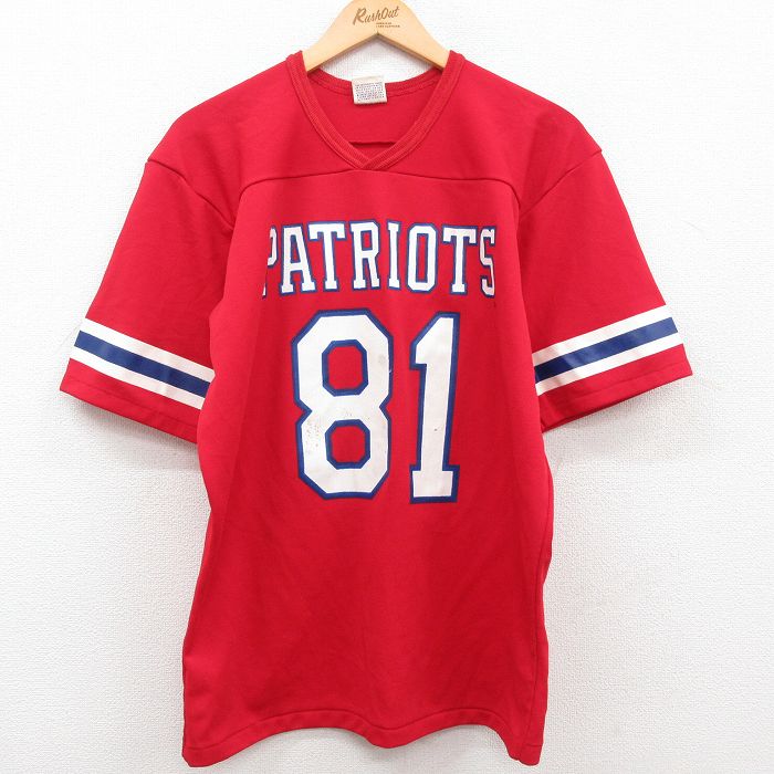 古着 ローリングス 半袖 ビンテージ フットボール Tシャツ メンズ 80年代 80s NFL ニューイングランドペイトリオッツ Vネック 中古 古着