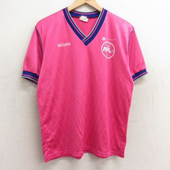 【商品番号】 tsb24060111 【商品名】 L & starf;古着 半袖 ビンテージ Tシャツ メンズ 80年代 80s サッカー mk 15 Vネック USA製 ピンク他 【メンズ参