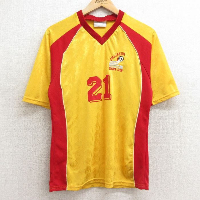 【商品番号】 tsb24074088 【商品名】 M & starf;古着 半袖 ビンテージ サッカー Tシャツ メンズ 90年代 90s コロシアム 21 ラグラン Vネック USA製 黄他