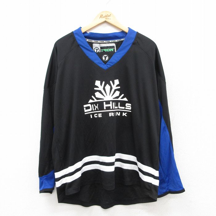 【商品番号】 tsb25040528 【商品名】 XL & starf;古着 長袖 Tシャツ アイスホッケー ジャージ メンズ ディックスヒルズ 12 大きいサイズ Vネック 黒他 ユニフォー
