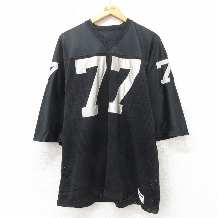 【商品番号】 tsb25041805 【商品名】 XL & starf;古着 半袖 ビンテージ フットボール Tシャツ メンズ 80年代 80s 77 大きいサイズ メッシュ地 Vネック US