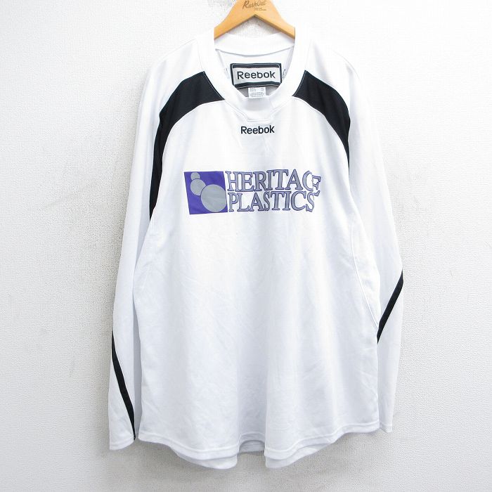 【商品番号】 tsb25041927 【商品名】 XL & starf;古着 リーボック REEBOK 長袖 Tシャツ メンズ HERITAGE PLASTECS 14 ラグラン 大きいサイズ