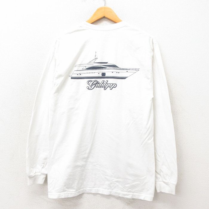 【商品番号】 tsb25044600 【商品名】 M & starf;古着 ヘインズ 長袖 ビンテージ Tシャツ メンズ 00年代 00s ボート 胸ポケット付き コットン クルーネック 白 