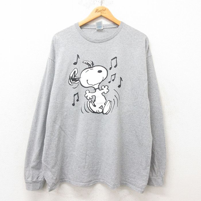 【商品番号】 tsb25052478 【商品名】 XL & starf;古着 長袖 Tシャツ メンズ ピーナッツ スヌーピー 大きいサイズ クルーネック グレー 霜降り【spe】 【メンズ参考