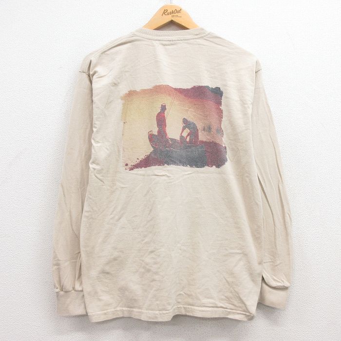 【商品番号】 tsb25063233 【商品名】 L & starf;古着 長袖 ビンテージ Tシャツ メンズ 00年代 00s ボート コットン クルーネック ベージュ 【メンズ参考サイズ】