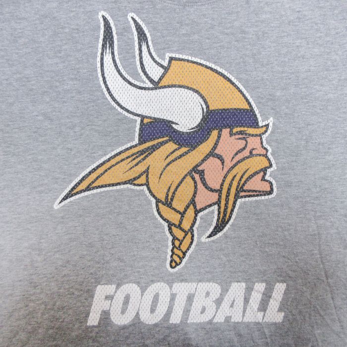 古着通販 L☆古着 ナイキ NIKE 半袖 ブランド Tシャツ メンズ NFL ミネソタバイキングス クルーネック グレー 霜降り アメフト  スーパーボウル