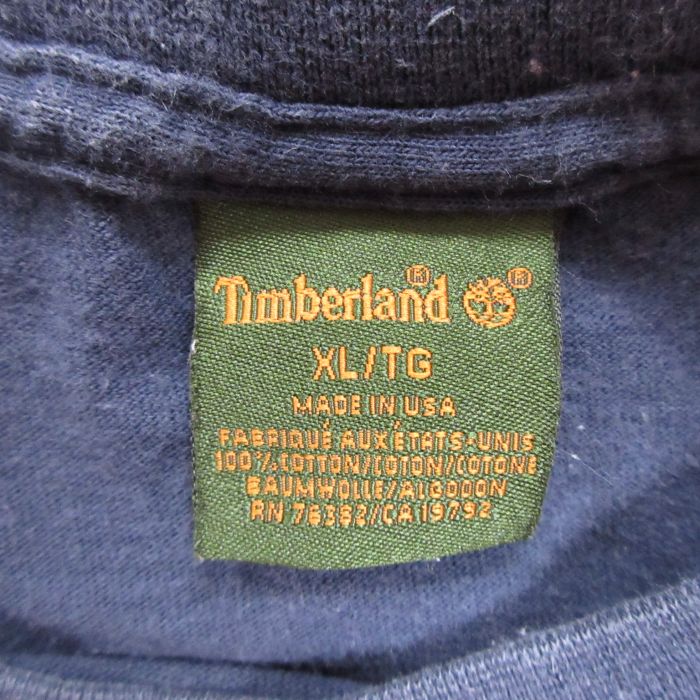 古着通販 XL☆古着 ティンバーランド Timberland 半袖 ブランド Tシャツ メンズ 90年代 90s ビッグロゴ 大きいサイズ クルーネック  紺