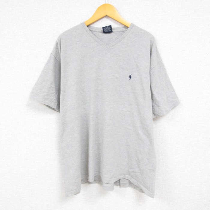 古着 ラルフローレン Ralph Lauren 半袖 ブランド Tシャツ メンズ 90年代 90s ワンポイントロゴ 大きいサイズ コットン Vネッ 中古 古着