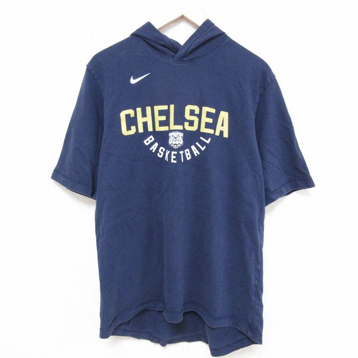 古着 ナイキ NIKE 半袖 ブランド Tシャツ パーカー メンズ チェルシー バスケットボール コットン 紺 ネイビー Lサイズ 中古 中古 古着