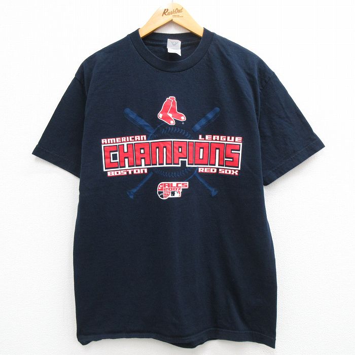 古着 半袖 ビンテージ Tシャツ メンズ 00年代 00s MLB ボストンレッドソックス 紺 ネイビー メジャーリーグ ベースボール 野球 中古 古着