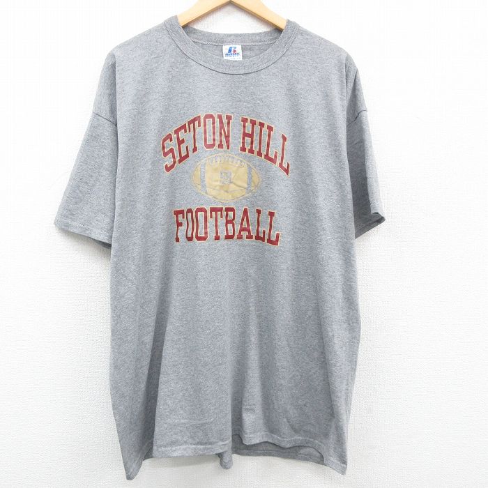 古着 ラッセル 半袖 ビンテージ Tシャツ メンズ 00年代 00s SETON HILL フットボール 大きいサイズ クルーネック ロング丈 グ 中古 古着