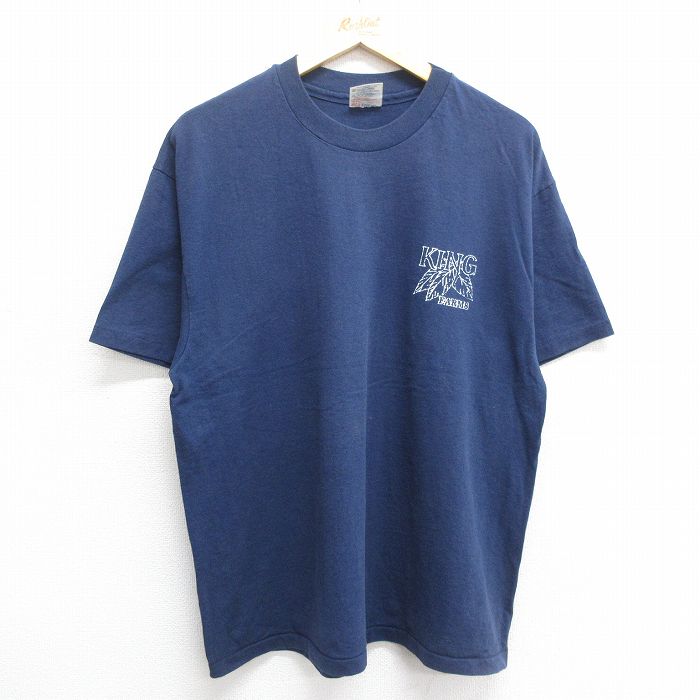 古着 ヘインズ Hanes 半袖 ビンテージ Tシャツ メンズ 90年代 90s KING FARMS クルーネック USA製 紺 ネイビー XLサイズ 中古 中古 古着