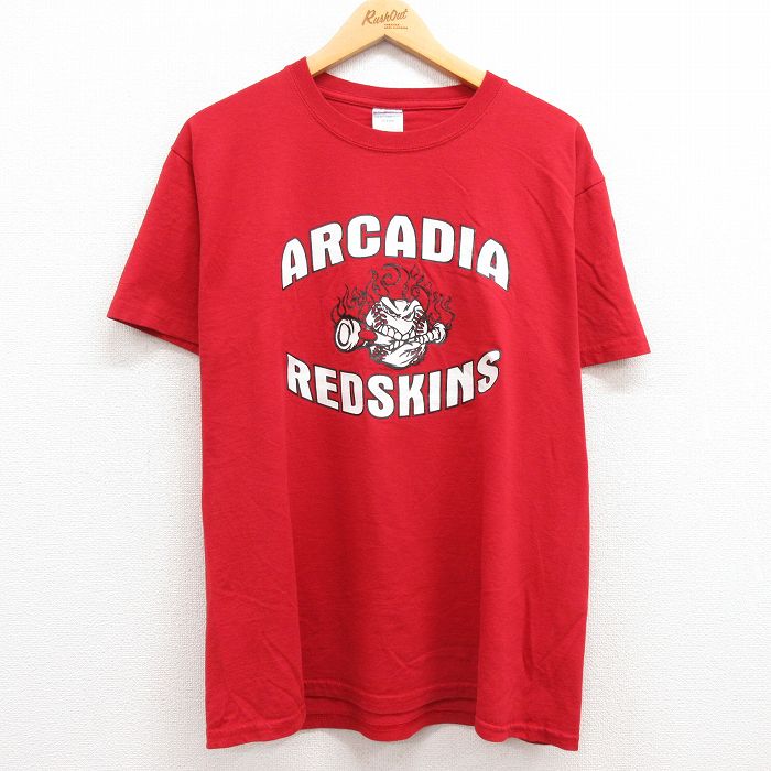 古着 半袖 ビンテージ Tシャツ メンズ 00年代 00s アルカディアレッドスキンズ クルーネック 赤 レッド Lサイズ 中古 中古 古着