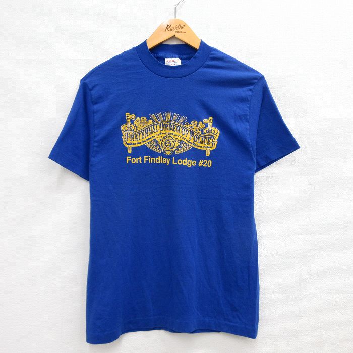 【商品番号】 tsv23050074 【商品名】 M & starf;古着 半袖 ビンテージ Tシャツ メンズ 90年代 90s ポリス クルーネック USA製 青 【メンズ参考サイズ】 M 