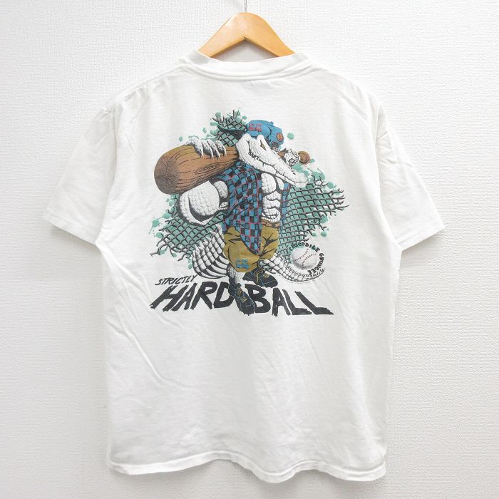 古着 半袖 ビンテージ Tシャツ メンズ 90年代 90s LIFEFORMS ワニ コットン クルーネック 白 ホワイト spe XLサイズ 中古 中古 古着