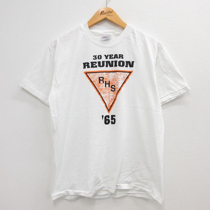 古着 ヘインズ Hanes 半袖 ビンテージ Tシャツ メンズ 90年代 90s RHS クルーネック USA製 白 ホワイト Lサイズ 中古 中古 古着