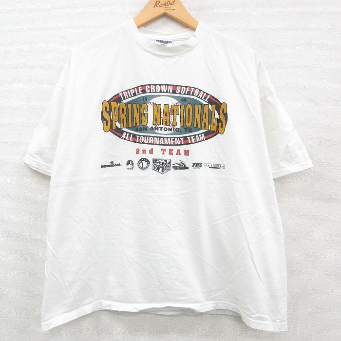 【商品番号】 tsv23053322 【商品名】 XL & starf;古着 半袖 ビンテージ Tシャツ メンズ 90年代 90s SPRING NATIONALS ソフトボール 企業広告 大