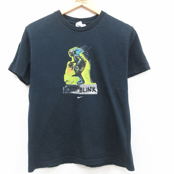 古着 ナイキ NIKE 半袖 ビンテージ Tシャツ メンズ 90年代 90s バスケットボール コットン クルーネック USA製 黒 ブラック M 中古 古着