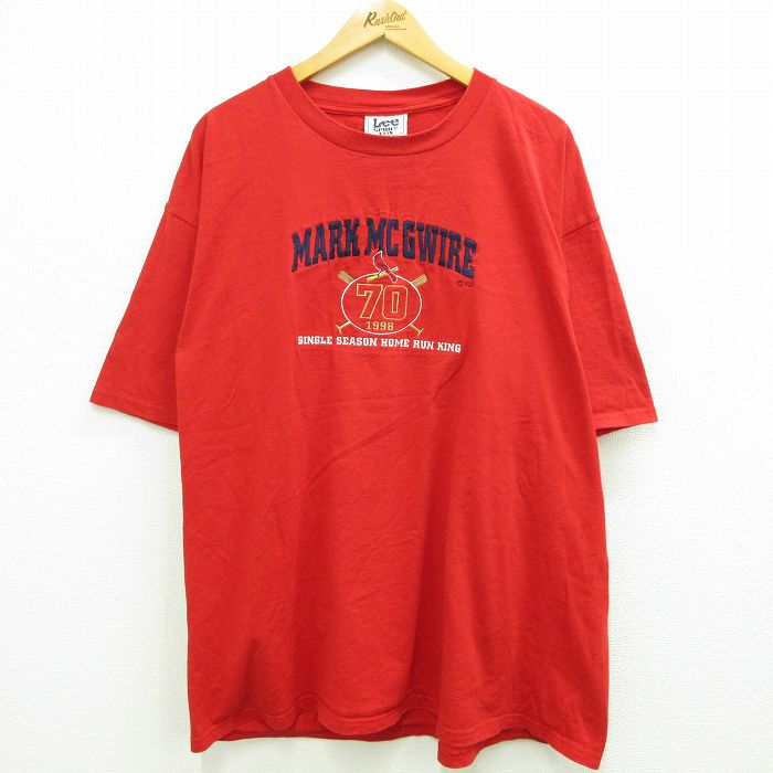 古着 リー Lee 半袖 ビンテージ Tシャツ メンズ 90年代 90s MLB セントルイスカージナルス マークマグワイア 刺繍 大きいサイ 中古 古着