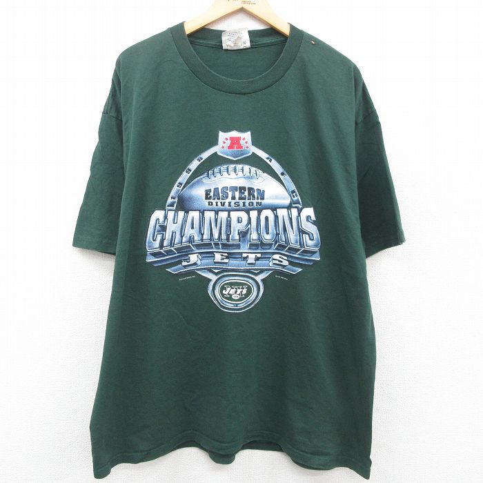 古着 リー Lee 半袖 ビンテージ Tシャツ メンズ 90年代 90s NFL ニューヨークジェッツ 大きいサイズ コットン クルーネック 緑 中古 古着