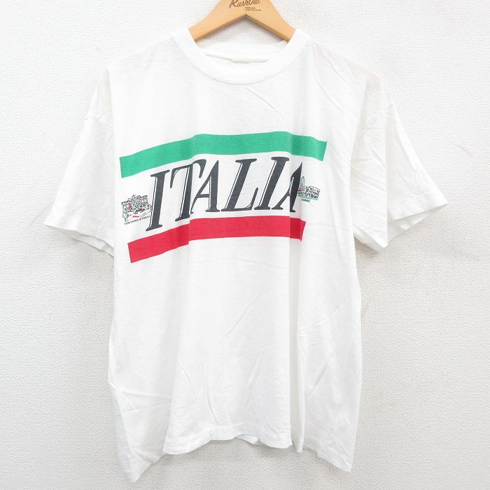 【商品番号】 tsv23062209 【商品名】 L & starf;古着 半袖 ビンテージ Tシャツ メンズ 80年代 80s イタリア コロッセオ クルーネック 白 【メンズ参考サイズ】 